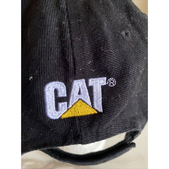 CAT Caterpillar Graphic Logo Black Baseball Hat Cap Yellow Trim Adjustable - Picture 5 of 9
